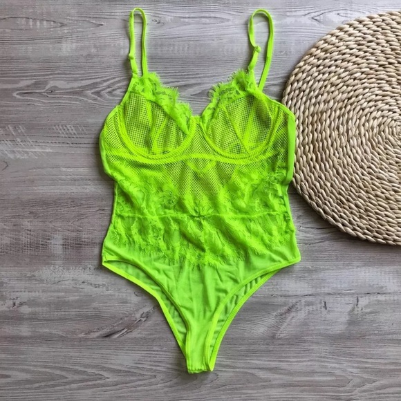 💚Neon Green Teddy💚 - Picture 4 of 8